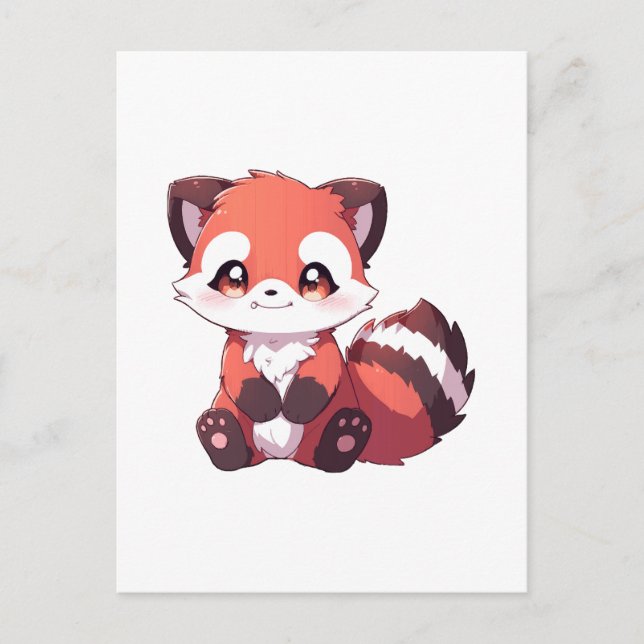 Carte Postale  mignon panda roux (Devant)