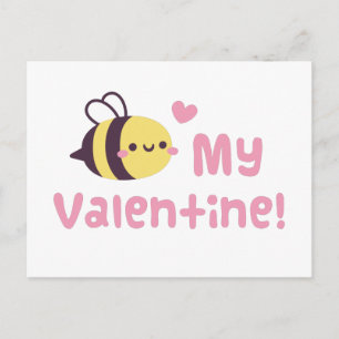 Carte Postale Mignon petit bee doodle, Bee My Valentine Pun