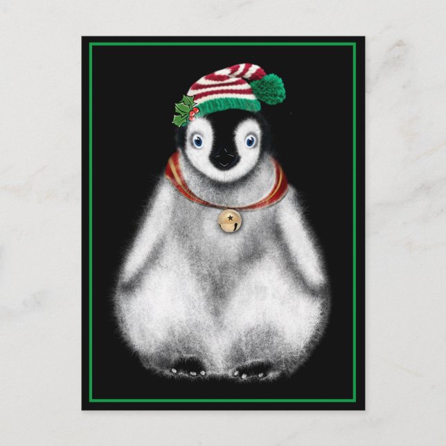 Carte Postale Mignon pingouin festif de Noël  (Devant)