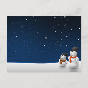 Carte Postale mignon Snowman amoureux