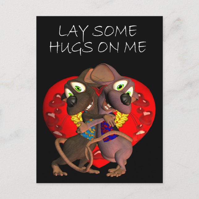 Carte Postale Mignonne aimer Mice serrer l'amour souris (Devant)