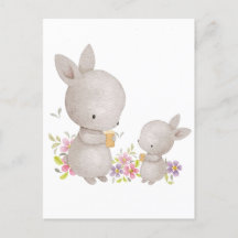 Mignonne Aquarelle Maman et Bébé lapins