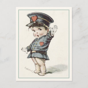 Carte postale mignonne avec Illustrated Love Polic