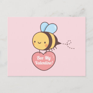 Carte Postale Mignonne Bee My Valentine Pun Doodle