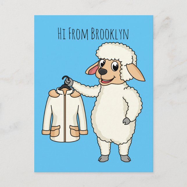 Carte Postale Mignonne brebis avec blouson (Devant)