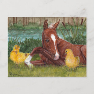 Carte postale mignonne chick & foin canard