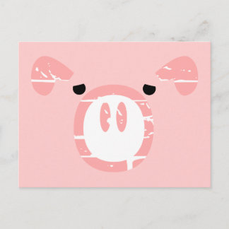 Carte Postale Mignonne Cochon Visage illusion.