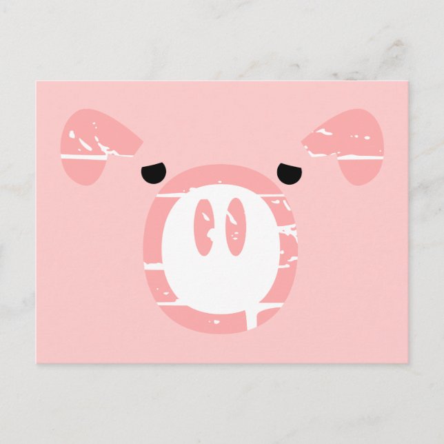 Carte Postale Mignonne Cochon Visage illusion. (Devant)