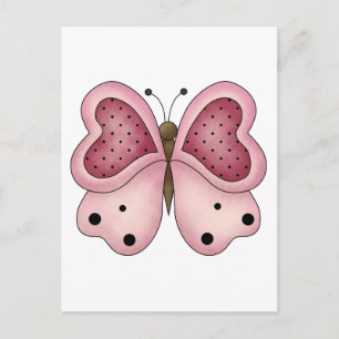 Carte Postale Mignonne comme un bug ・ Papillon rose et cerise