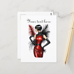 Carte Postale Mignonne dame ajouter du texte