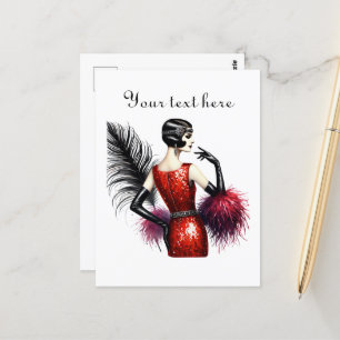 Carte Postale Mignonne dame ajouter du texte