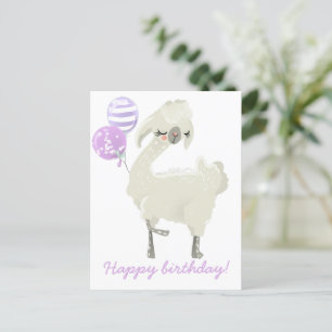 Carte Postale Mignonne Dancing Lama w. Ballons - Anniversaire de