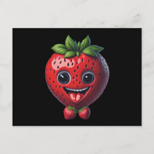 Carte Postale Mignonne et adorable fraise charmante souriante