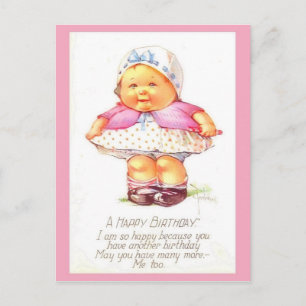 Carte Postale Mignonne et drôle fille d'anniversaire Vintage (co