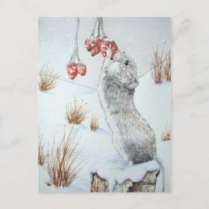 Carte Postale Mignonne faune de la scène de neige à Noël