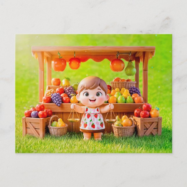Carte Postale Mignonne fille 3D de la Balance du zodiaque (Devant)