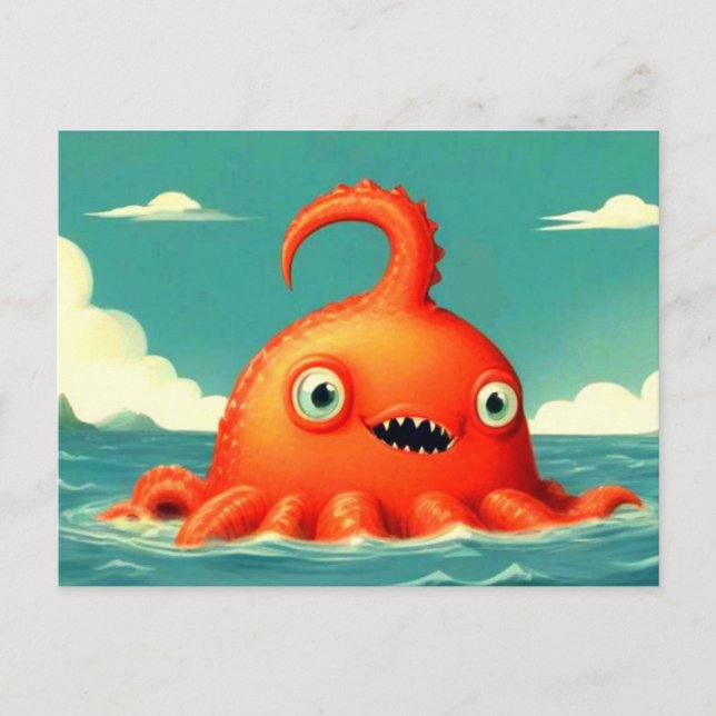 Carte postale Mignonne Funny Sea Monster (Devant)