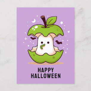 Carte postale mignonne Ghost et Apple Purple Hallo