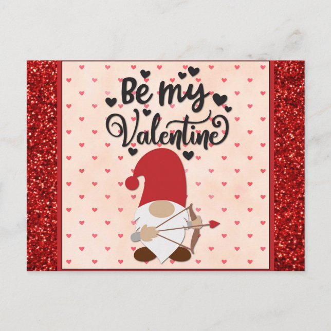 Carte Postale Mignonne Gnome Be My Valentine Valentines Day (Devant)