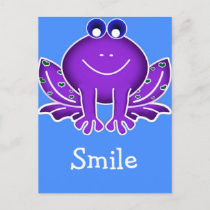 Carte Postale mignonne grenouille pourpre sourire