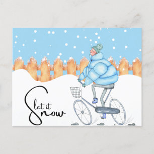 Carte Postale Mignonne Laisser neiger hiver