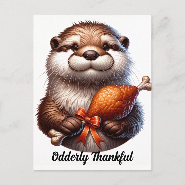 Carte Postale Mignonne Otter avec Thanksgiving Turquie (Devant)