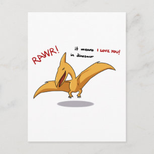 Carte Postale mignonne plume de dinosaure signifie que je t'aime