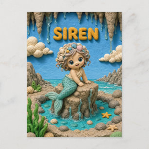 Carte Postale Mignonne Sirène Bébé, Mythique