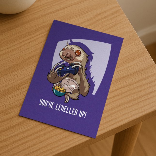 Carte Postale Mignonne Sloth, Vous Avez Été Leveled Up ! Caricat (Créateur téléchargé)