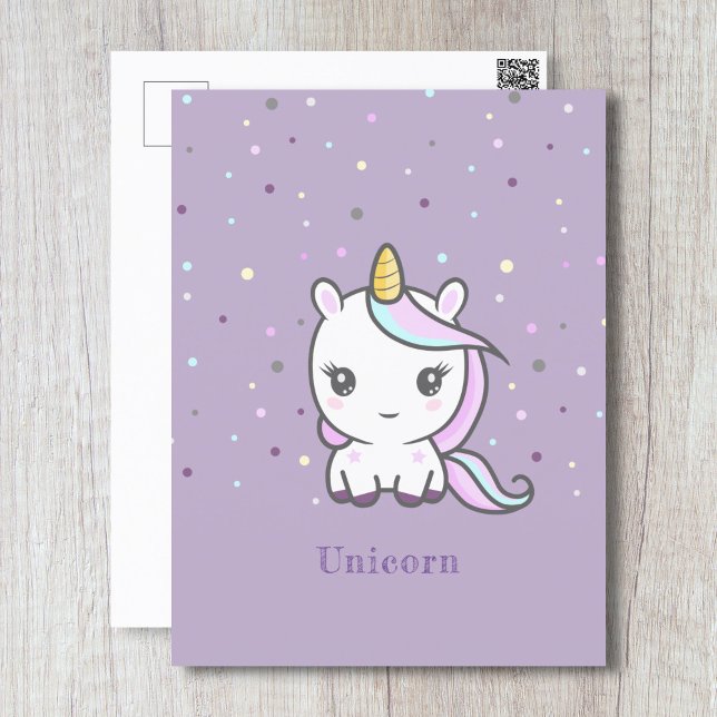 Carte postale mignonne Unicorn Purple (Cute Unicorn Purple Postcard)