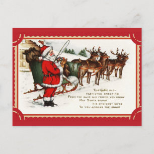 Carte Postale Mignonne Vintage Père Noël Noël Amitié Salutations