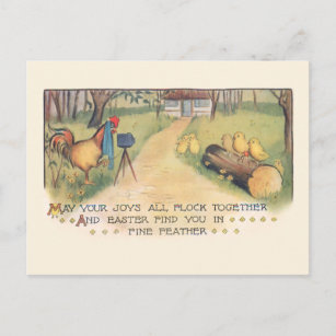 Carte Postale Mignonnes poussins de Pâques Vintages pour la phot