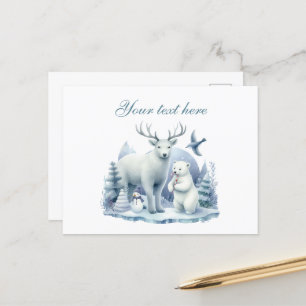 Carte Postale Mignons amoureux des animaux mixtes hiver saisonni