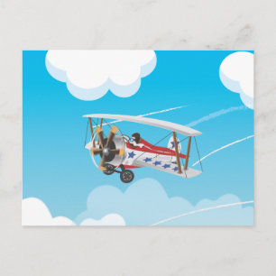 Carte Postale Mignons biplans de dessin animé