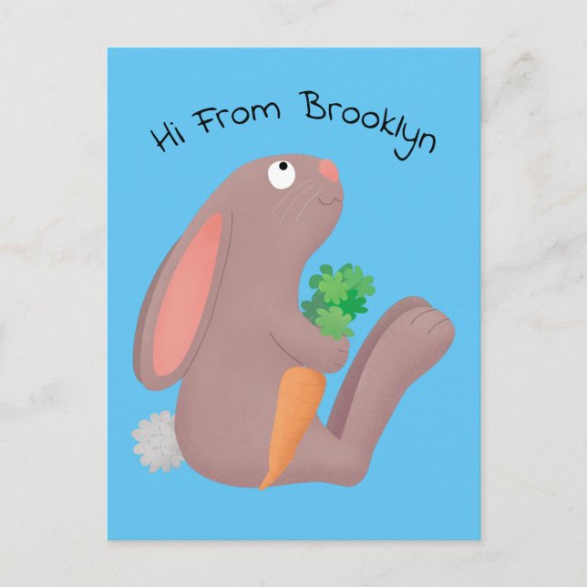 Carte Postale Mignons lapin lapin lapin assis avec dessin de car (Devant)