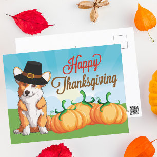 Carte Postale Migre Corgi Thanksgiving