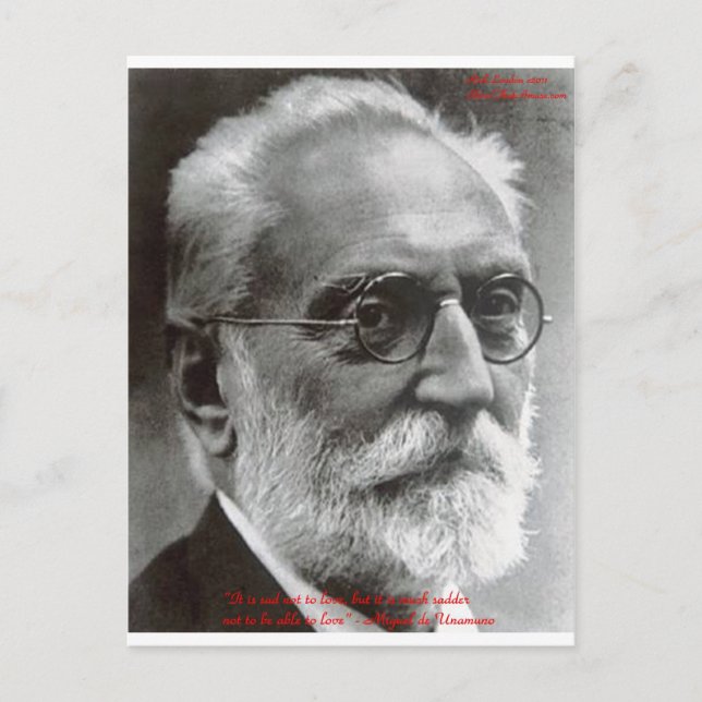 Carte Postale Miguel de Unamuno Citation sur la capacité d'aimer (Devant)