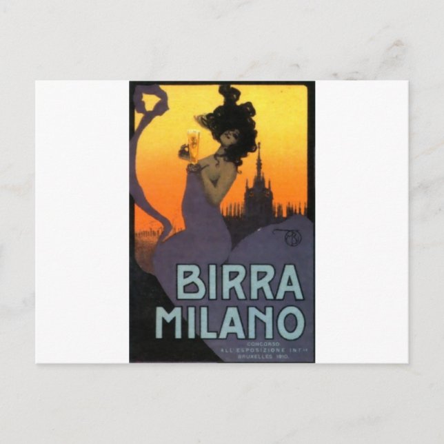 Carte Postale Milan Beer par Raphael Kirchner (Devant)