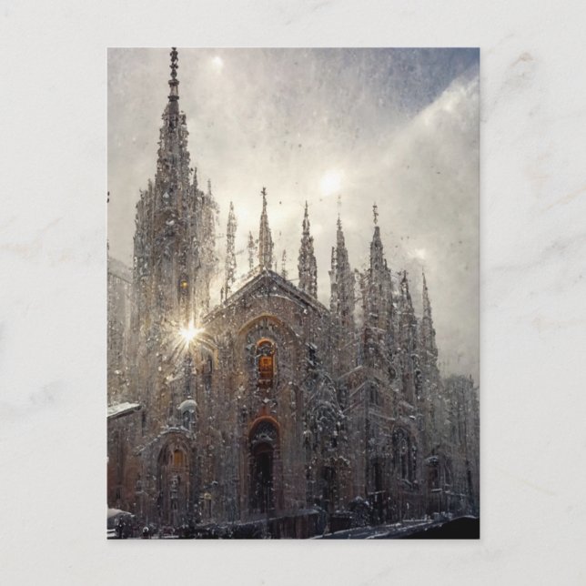 Carte Postale Milan duomo dans la neige (Devant)