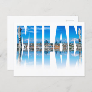Carte Postale Milan étiquette composé de Milan skyline en Italie