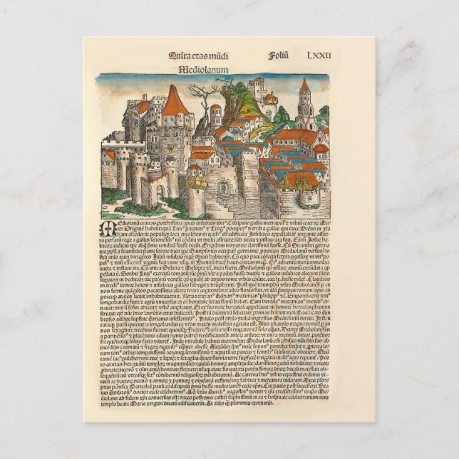 Carte Postale Milan Italie 1493 Chronique Médiévale Ancien Livre (Devant)