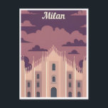 Carte Postale Milan Italie Duomo di Milano Travel Art Vintage<br><div class="desc">vintage,  rétro,  voyage,  moderne,  aquarelle,  classique,  Milan Italie,  Duomo di Milano,  milano,  Italie,  Milan, </div>