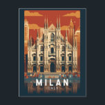 Carte Postale Milan Italie Duomo di Milano Travel Art Vintage<br><div class="desc">Design vectoriel de Milan. Milan,  métropole du nord de la Lombardie italienne,  est une capitale mondiale de la mode et du design.</div>