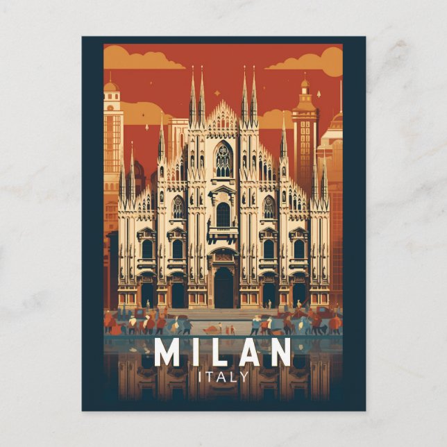 Carte Postale Milan Italie Duomo di Milano Travel Art Vintage (Devant)