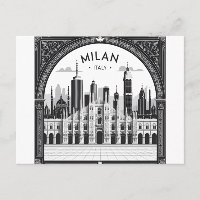 Carte Postale Milan Italie Toits (Devant)