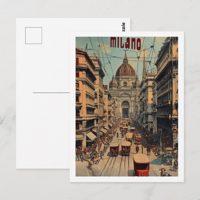 Carte Postale Milano Italie Vintage célèbre Travel Place (Devant / Derrière)