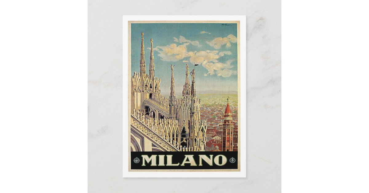 Carte Postale Milano Milan Italie Vintage voyage Zazzle.fr