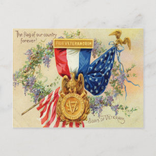 Carte postale militaire patriotique vintage