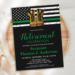 Carte Postale Military Thin Green Line Flag Retirement Party