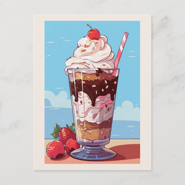 Carte Postale Milkshake à la crème glacée (Devant)